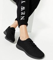 New Look Black Lace Up Sports Trainers